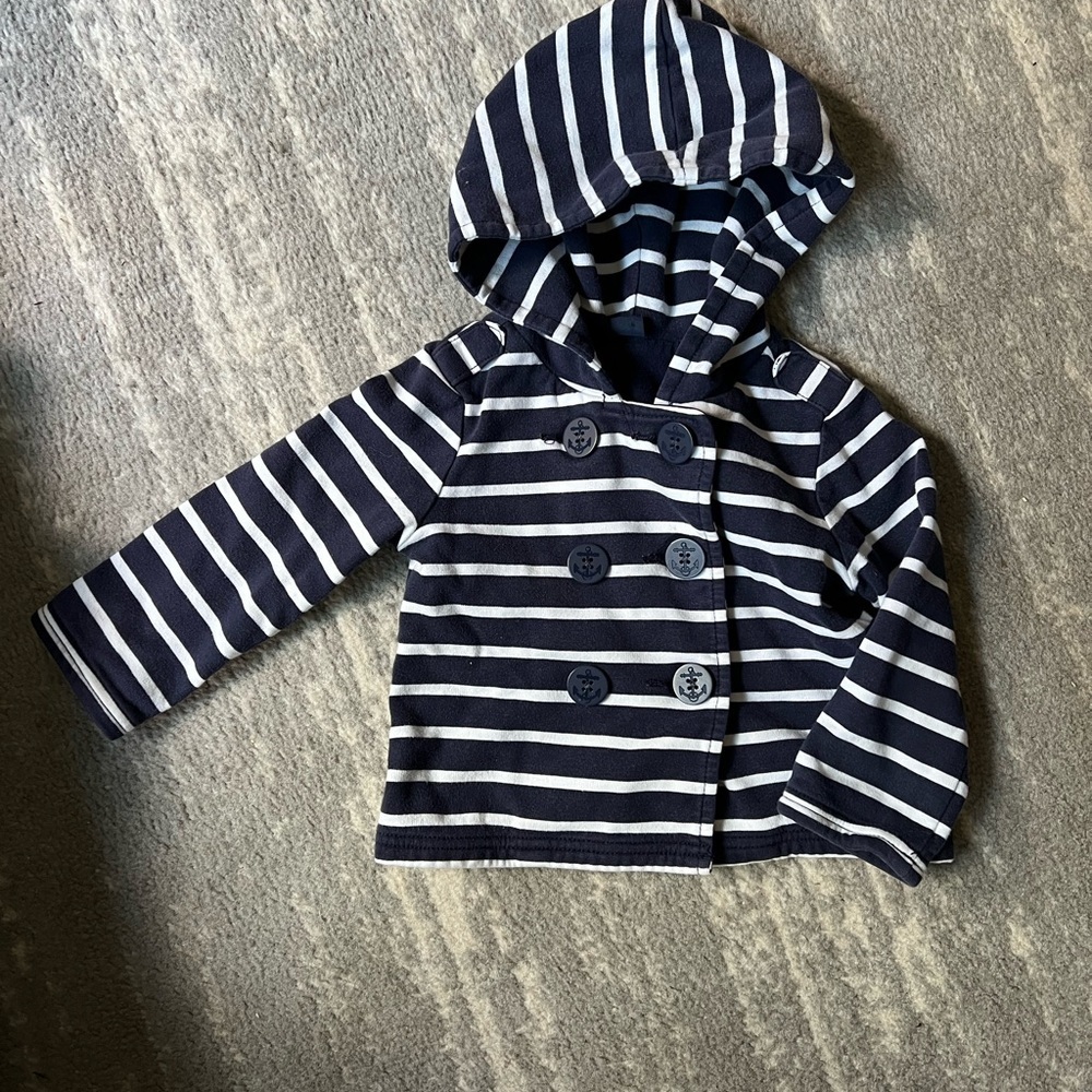 GAP Navy and White Striped Toddler Hoodie